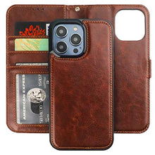 Load image into Gallery viewer, Bocasal Detachable Wallet Case for iPhone 14 Pro Max RFID Blocking Card Slots Holder Premium PU Leather Magnetic Kickstand Shockproof Wrist Strap Removable Flip Protective Cover 5G 6.7 inch (Brown)_1
