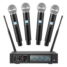 Load image into Gallery viewer, Boeska Wireless Microphone System, 4x50 Channels Cordless Handheld Microphones, 200FT UHF Range, Mics with Stable Signal Transmission for Karaoke Singing Party Church Wedding PA Speaker, Black_1
