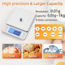 Load image into Gallery viewer, BOMATA 0.01g Small Digital Gram Scale, Upgraded 1kg Jewelry Scale, Silver_126
