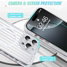 Load image into Gallery viewer, Bonoma Compatible with iPhone 16 Pro Max Case Support for MagSafe, Stripes Back High-Duty Magnetic TPU Camera Protection Back Cover for Girls Women -Silver, StipesSilver_475
