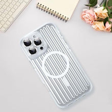 Load image into Gallery viewer, Bonoma Compatible with iPhone 16 Pro Max Case Support for MagSafe, Stripes Back High-Duty Magnetic TPU Camera Protection Back Cover for Girls Women -Silver, StipesSilver_476
