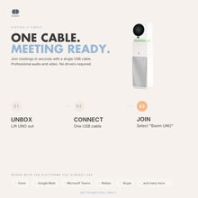 Load image into Gallery viewer, Boom UNO Full HD 1080p Conference Camera &amp; Video Bar, 120 Wide Angle Lens, Full Duplex Speaker &amp; Noise Reducing Mic, USB Plug &amp; Play for Zoom, Teams &amp; Google Meet (White)_944
