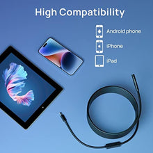 Load image into Gallery viewer, Borescope Inspection Camera, Fantronics Industrial Endoscope IP67 Waterproof 8mm Camera with 8 LED Lights for OTG Android &amp; iOS Smartphone, iPhone, iPad, Samsung (16.4FT, Type-C, Micro, Lightning), black_339
