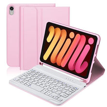 Load image into Gallery viewer, BORIYUAN iPad mini 7th Gen Keyboard Case 2024, Detachable Bluetooth Keyboard Slim Folio Smart Cover with Build-in Pencil Holder for iPad mini (A17 Pro) 7th Gen 2024 / 6th Gen 8.3 Inch, Pink_1
