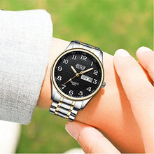 Load image into Gallery viewer, BOSCK Analog Mens Watch,40mm Easy Read Auto Date and Day Stainless Steel Business Watch for Men,30M Waterproof Sports Mens Wrist Watches, Goldsilver_7940
