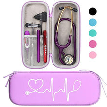 Load image into Gallery viewer, BOVKE Travel Carrying Case Compatible with 3M Littmann Classic III, Lightweight II S.E, MDF Acoustica Deluxe Stethoscopes - Extra Room for Medical Scissors EMT Trauma Shears and LED Penlight, Purple, PuLeatherPurple_1
