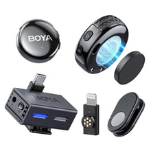 Load image into Gallery viewer, BOYA BOYALINK 3 Wireless Lavalier Microphone for iPhone/Android/Camera/PC/Tablets,AI Noise Cancellation, 48kHz/24Bit Studio Sound,APP Control, 984ft 6h Battery for Vlogging Interview(No Charging Case), Black_1
