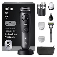 Load image into Gallery viewer, Braun All-in-One Series 9 Mens Electric Beard Trimmer, Hair Clipper, Shaver &amp; Razor for Face, Hair &amp; Body, AIO 9535 with Gillette Labs Razor, Cordless, SlateGreyMetallic_1
