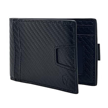 Load image into Gallery viewer, Bryker Hyde Slim Vertical Bifold RFID Blocking Full Grain Leather Wallet for Men, Front Pocket, Bill/Receipt Pocket and Pull Tab Card Slot (Carbon Fiber Black with Pull out Card Pocket), CarbonFiberBlackwPullOutCardPocket_1
