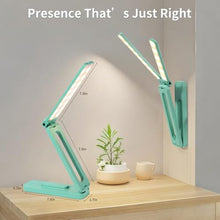 Load image into Gallery viewer, Bsdgeclogy Foldable and Adjustable LED Desk Lamp, Dual Head Portable Book Light with Stepless Dimming and 3 Color Modes for Bedside, Reading or Travel(Blue)_600
