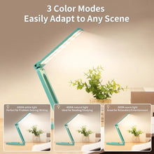 Load image into Gallery viewer, Bsdgeclogy Foldable and Adjustable LED Desk Lamp, Dual Head Portable Book Light with Stepless Dimming and 3 Color Modes for Bedside, Reading or Travel(Blue)_601
