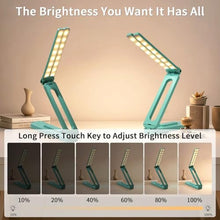 Load image into Gallery viewer, Bsdgeclogy Foldable and Adjustable LED Desk Lamp, Dual Head Portable Book Light with Stepless Dimming and 3 Color Modes for Bedside, Reading or Travel(Blue)_602

