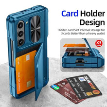 Load image into Gallery viewer, BSNRM for Samsung Galaxy Z Fold 5 Case with Card Holder (3 Cards)&amp; S Pen Holder&amp; Slide Camera Cover&amp; Hinge Protection&amp; Full-Body Rugged Shockproof Wallet Case for Galaxy Z Fold 5, Lake Blue, LakeBlue_2496
