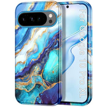 Load image into Gallery viewer, Btscase for Google Pixel 10 Pro XL Case 2025 [Military Grade Shockproof] Stylish Marble Pattern Slim Protective 3 Layers Hard PC+Soft Silicone Rugged Women Men Anti-Scratch Cover, Blue/Gold, BlueGold_1
