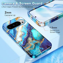 Load image into Gallery viewer, Btscase for Google Pixel 10 Pro XL Case 2025 [Military Grade Shockproof] Stylish Marble Pattern Slim Protective 3 Layers Hard PC+Soft Silicone Rugged Women Men Anti-Scratch Cover, Blue/Gold, BlueGold_580
