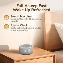Load image into Gallery viewer, Buffbee Alarm Clock with Sound Machine for Bedrooms 2-in-1 White Noise Machine for Sleep, Gentle Wake-Up with Soft Alarm Sounds, Ambient Night Light, Plug-in, Sleep Better, Wake Gently_257
