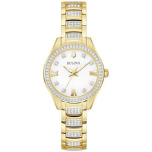 Load image into Gallery viewer, Bulova Crystal Mother-of-Pearl Dial and Gold-Tone Bracelet Watch | 28.5mm | 98L306_1
