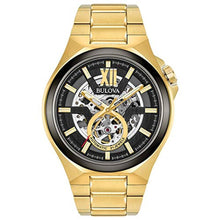 Load image into Gallery viewer, Bulova Men's Classic Maquina Gold Tone Stainless Steel 3-Hand Automatic Watch, Skeleton Dial Style: 98A178, GoldTone_1
