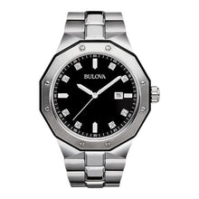 Load image into Gallery viewer, Bulova Men's Classic Stainless Steel 3-Hand Date Quartz Watch with Diamonds and Black Dial, 44mm Style: 98D103_1
