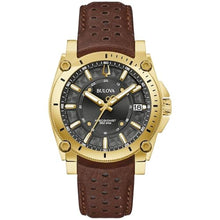 Load image into Gallery viewer, Bulova Men's Icon High Precisionist Quartz Gold Tone Stainless Steel Case 3-Hand Watch, Leather Brown Strap, Black Dial Style:97B216_1
