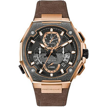 Load image into Gallery viewer, Bulova Men's Precisionist X Chronograph Special Edition Brown Leather Strap Watch | 44.5mm | 98B356, RoseGoldBrownLeatherStrap_1
