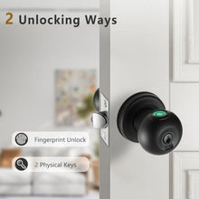 Load image into Gallery viewer, Buoan Fingerprint Door Lock, Smart Fingerprint Door Knob with Lock, Biometric Black Door Lock, Keyless Thumbprint Entry Door Lock for Bedrooms, Hotels, Apartments, Offices and Garages_6063
