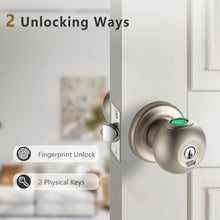 Load image into Gallery viewer, Buoan Fingerprint Door Lock, Smart Fingerprint Door Knob with Lock, Biometric Door Lock, Keyless Thumbprint Entry Door Lock for Bedrooms, Hotels, Apartments, Offices and Garages, Silver_5993
