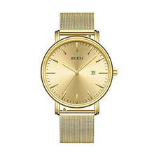 Load image into Gallery viewer, BUREI Men's Fashion Minimalist Wrist Watch Analog Date with Stainless Steel Mesh Band (Rose Gold-Blue)_1
