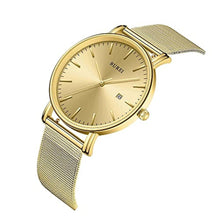 Load image into Gallery viewer, BUREI Men's Fashion Minimalist Wrist Watch Analog Date with Stainless Steel Mesh Band (Rose Gold-Blue)_373
