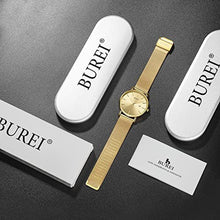 Load image into Gallery viewer, BUREI Men's Fashion Minimalist Wrist Watch Analog Date with Stainless Steel Mesh Band (Rose Gold-Blue)_375
