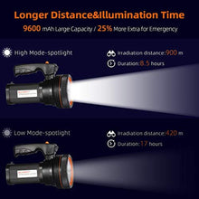 Load image into Gallery viewer, BUYSIGHT Rechargeable Spotlight Flashlight High Lumen Handheld Spot Light LED Flashlight with Handle Ultra-Long Standby Electric Torch with USB Output Classic Black, ClassicBlack_4620
