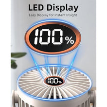 Load image into Gallery viewer, buywoo Portable Mini Personal Fan, Small Rechargeable Battery Powered Stroller Fan for Desk, Strong Clamp Grip, 360 Rotation, 3-Speed, LED Display, Clip On Cooler for Bed, Golf Cart, Office, Beige_6130
