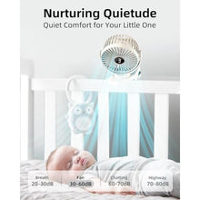 Load image into Gallery viewer, buywoo Portable Mini Personal Fan, Small Rechargeable Battery Powered Stroller Fan for Desk, Strong Clamp Grip, 360 Rotation, 3-Speed, LED Display, Clip On Cooler for Bed, Golf Cart, Office, Beige_6132

