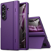 Load image into Gallery viewer, BXYJY for Samsung Galaxy Z Fold 7 Slim Case with Stand, Glass Screen Protector, Full Hinge Protection, Thin &amp; Rugged, Shockproof Protective Phone Case Cover for Samsung Galaxy Z Fold7 2025, Purple, DarkPurple_1
