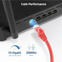 Load image into Gallery viewer, Cable Matters 10Gbps Snagless Cat 6 Ethernet Cable, 30ft, Red_1399
