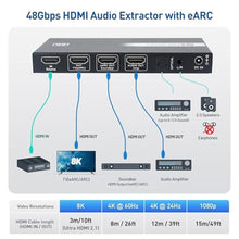 Load image into Gallery viewer, Cable Matters HDMI 2.1 Audio Extractor, HDMI to Optical, eARC, Black_330
