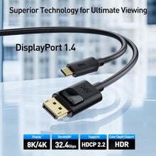 Load image into Gallery viewer, Cable Matters Unidirectional USB C to DisplayPort 1.4 Cable, 3.3ft, Black_180
