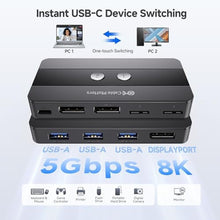 Load image into Gallery viewer, Cable Matters USB 3.0 KVM Switch, DisplayPort 1.4, for 2 Computers, Black_325
