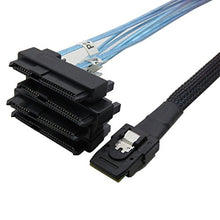 Load image into Gallery viewer, CableDeconn Mini SAS 36 SFF-8087 to (4) SFF-8482 Connectors with SATA Power 1m, Black_8126
