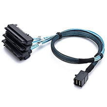 Load image into Gallery viewer, CableDeconn SFF-8643 Internal Mini SAS HD to (4) 29pin SFF-8482 connectors with SAS 15pin Power Port 12GB/S Cable (1M) (H0204), BlackBlue_1
