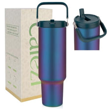 Load image into Gallery viewer, Cafezi 50 oz Insulated Tumbler with Straw, Stainless Steel Water Bottles with Flip Straw and Top Handle, Leak Proof Flip, No Sweat, Fits in Cup Holder, Vacuum Insulated Cup for Home, Outdoors, Car, Aurora_1
