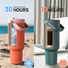 Load image into Gallery viewer, Cafezi 50 oz Insulated Tumbler with Straw, Stainless Steel Water Bottles with Flip Straw and Top Handle, Leak Proof Flip, No Sweat, Fits in Cup Holder, Vacuum Insulated Cup for Home, Outdoors, Car, Aurora_6349
