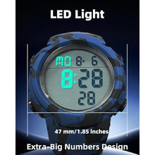 Load image into Gallery viewer, CakCity Men's Digital Sports Watch,50M Water Resistant,50mm Large Face,Stopwatch,Alarm,EL Backlight,Black,Ideal for Sport,Referee,Outdoor Work,Running Training &amp; Daily Wear, BlueCamouflage_289
