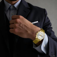 Load image into Gallery viewer, CalmTick Professional Japanese VD51 Movement Men's Business Watch - 3 Year Battery Life, Luminous Hands, Date Display &amp; Chronograph - Stainless Steel-Gold-Silver, Black_3537
