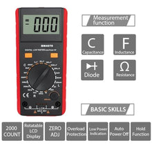 Load image into Gallery viewer, CAMWAY LCR Meter LCD Capacitance Inductance Resistance Tester Measuring Meter Self-Discharge pF nF F with Overrange Display, Black_1208
