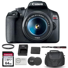 Load image into Gallery viewer, Canon EOS Rebel T7 DSLR Camera with 18-55mm Lens Bundled with 64GB Memory Card + Camera Bag + 58mm UV Filter + Microfiber Cleaning Cloth (5 Items), Black_1

