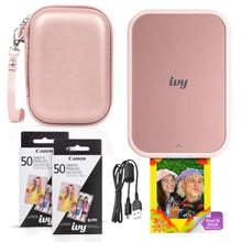 Load image into Gallery viewer, Canon Ivy 2 Mini Photo Printer (Blush Pink) - Bluetooth, Print from iOS &amp; Android Devices, Bundle Incl. 110 Zink Sticky-Back Prints, LED Light Bar, Protective Case, and USB Cable, BlushPink_1
