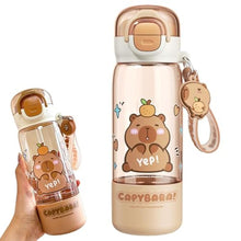 Load image into Gallery viewer, Capybara Water Bottle with Lid &amp; Keychain Cute Water Bottle with Silicone Straw, Drinking Cup &amp; Spout Portable Heat-Resistant Food Grade for Kids &amp; Girls, 510ml_776
