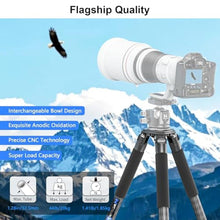 Load image into Gallery viewer, Carbon Fiber Camera Tripod Portable Travel Bowl Tripod Heavy Duty Camera Video Tripod WEYLLAN NX7 10 Layers Carbon Fiber 32.5mm Leg, Compatible with Ball Head &amp; Fluid Head for DSLR Camera, Camcorder, Black_4530
