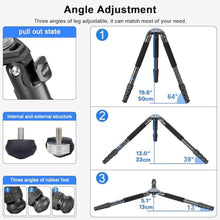 Load image into Gallery viewer, Carbon Fiber Camera Tripod Portable Travel Bowl Tripod Heavy Duty Camera Video Tripod WEYLLAN NX7 10 Layers Carbon Fiber 32.5mm Leg, Compatible with Ball Head &amp; Fluid Head for DSLR Camera, Camcorder, Black_4532
